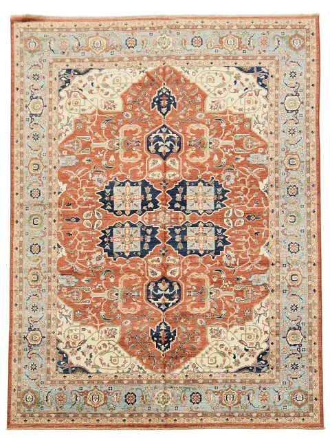 Traditional Heriz Serapi Living Room Wool Rug 9'x12'