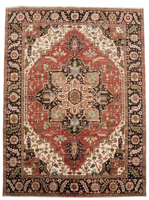Luxurious Medallion Pattern Heriz Serapi Rug with Traditional Floral Motifs 9x12