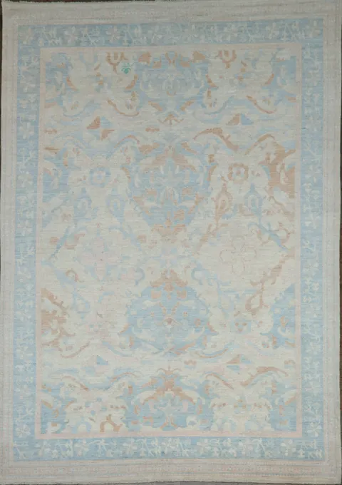 Vegetable Dye Muted Oushak Turkish Area Rug 9x13