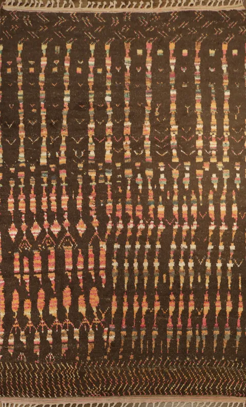 Black Moroccan Handmade Area Rug 7x11