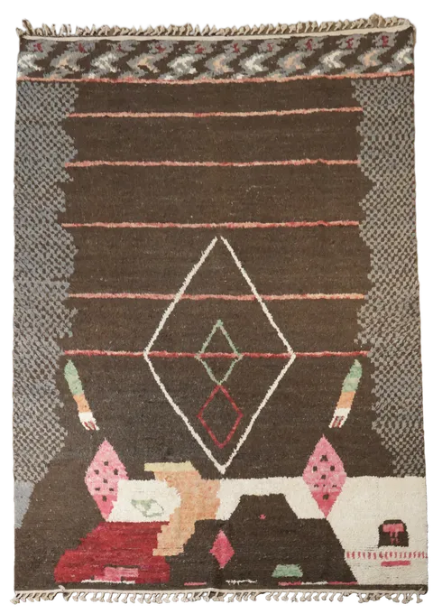 Modern Moroccan Wool Area Rug 9x12