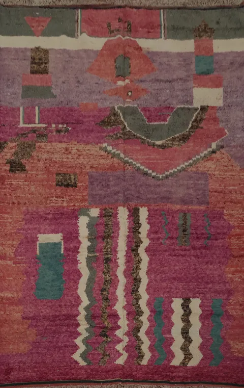 Bold Mix Pink and Purple in Decor Moroccan Wool Area Rug 9x13