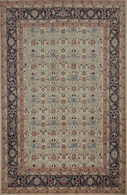 Handwoven Ziegler Handmade Area Rug 9x12 with Classic Border Design