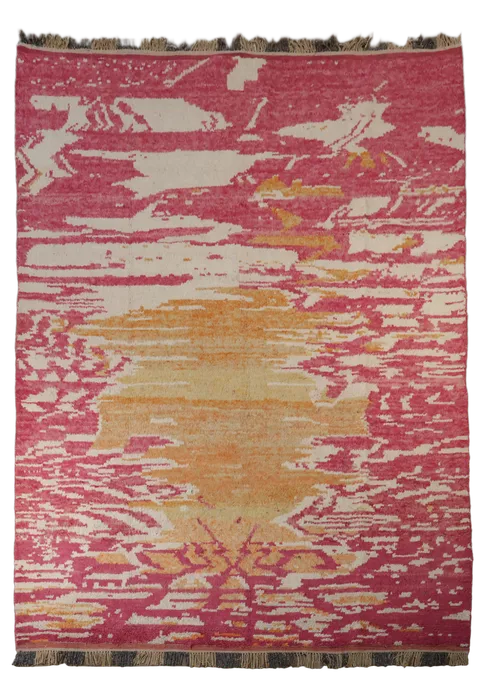 Modern Abstract Moroccan Wool Area Rug 9x13