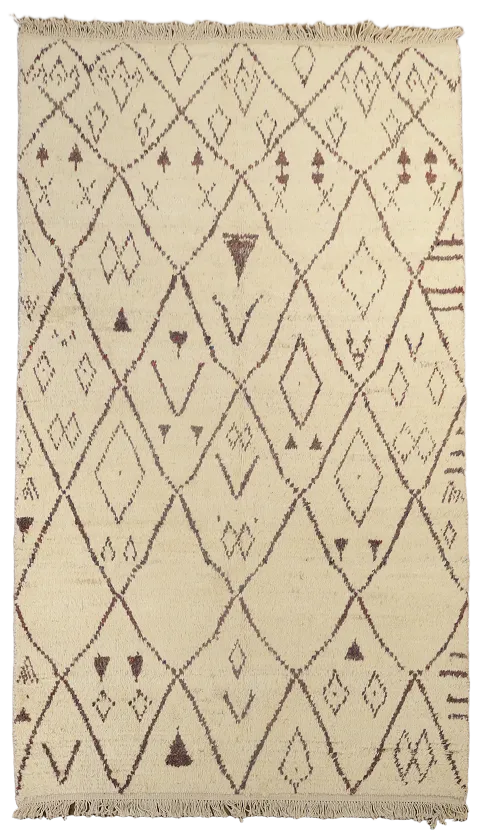 Authentic Berber Design Moroccan Rug with Abstract Patterns 5x9 ft