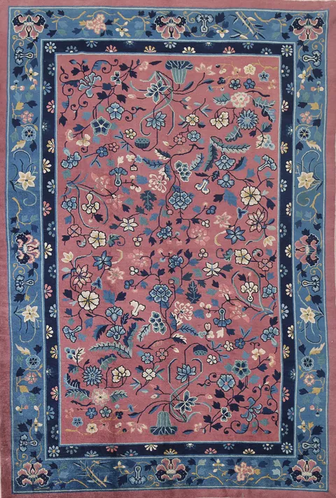 Vegetable Dye Floral Peking Vintage Area Rug 6x9