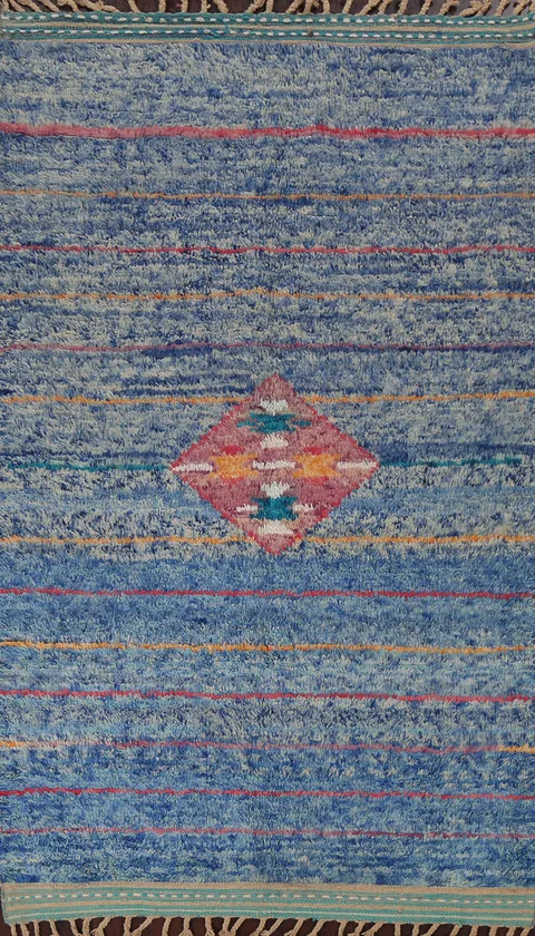 Geometric Moroccan Wool Area Rug 5x9