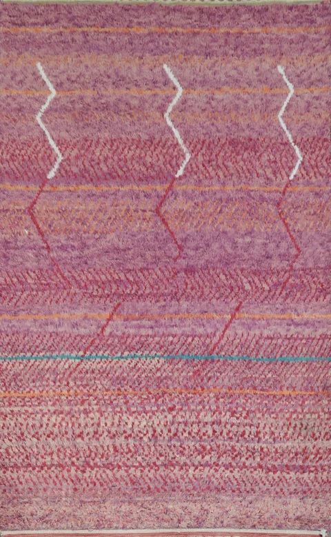 Eclectic Zigzag Design Rug in Rich Purple Hues 6x10