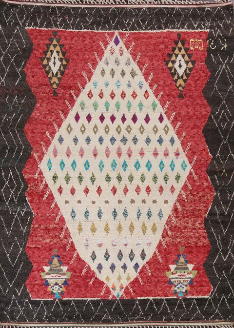 Geometric Moroccan Wool Area Rug 8x11