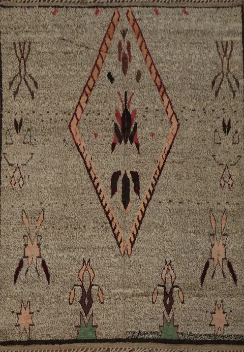 Rustic Charm: Earth Tone Geometric Moroccan Wool Area Rug 8x11