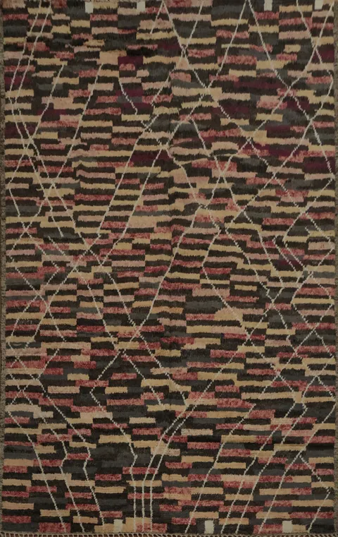Sophisticated Earth-Hued Moroccan Area Rug 9x13 with Urban Style