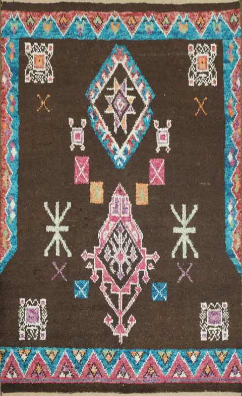 Vibrant Geometric Patterns Moroccan on a Modern Bohemian Rug 6x10 ft