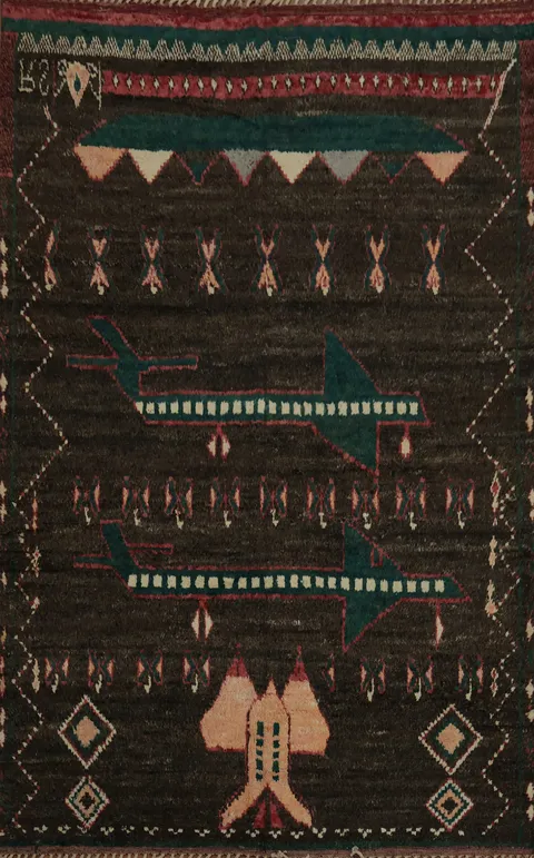 Transform Your Space with This Dark Moroccan Wool Area Rug 8x11