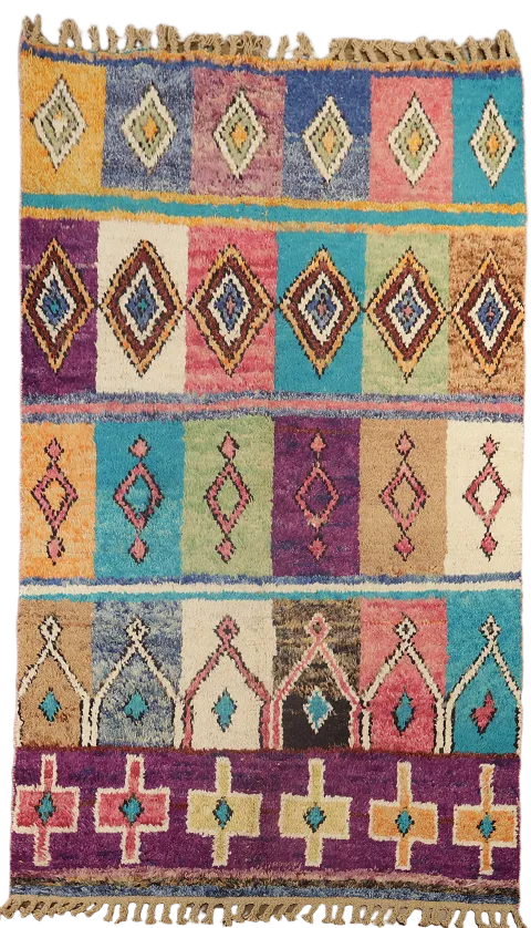 Vibrant Tribal Design Area Rug in Bold Multicolor Patterns 5x9 ft