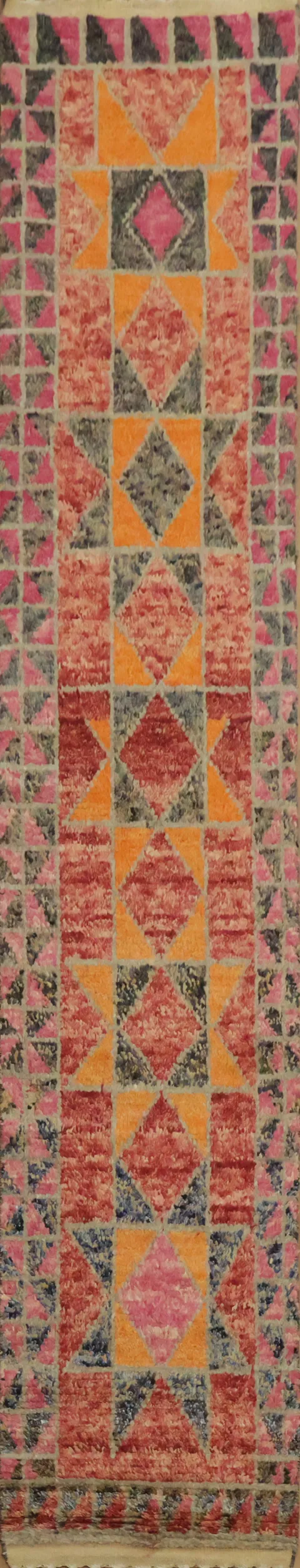Geometric Moroccan Wool Runner Rug 2x13