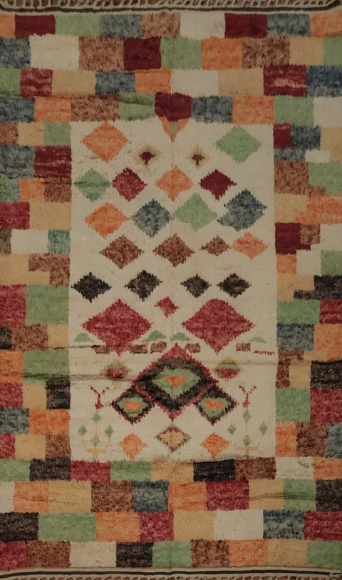Vibrant Multicolor Moroccan Area Rug 7x11 Perfect for Living Room