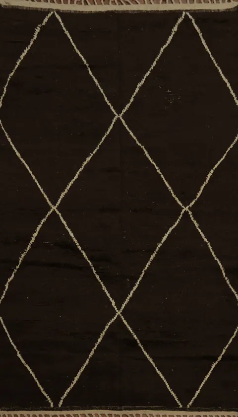 Chic Dark Brown Moroccan Area Rug 6x10 with Diamond Design