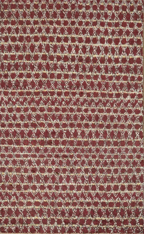 Modern Red and White Rug with Subtle Geometric Patterns 6x10