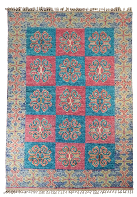 Modern Geometric Moroccan Wool Area Rug 9x13