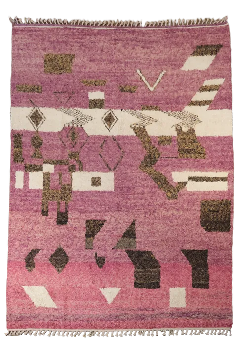 Modern Purple Moroccan Oriental Wool Rug 9x13