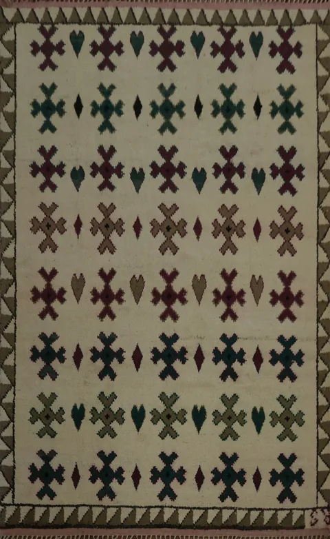 Timeless Moroccan Area Rug 9x12 with Colorful Geometric Motifs