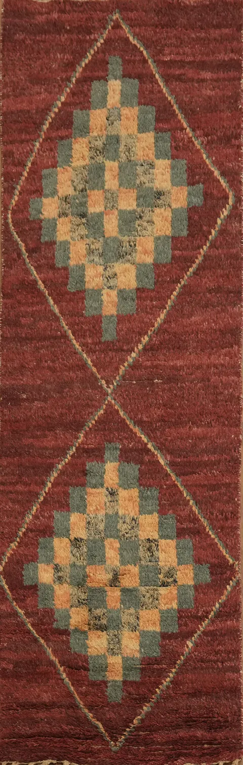 Geometric Moroccan Wool Runner Rug 3x9