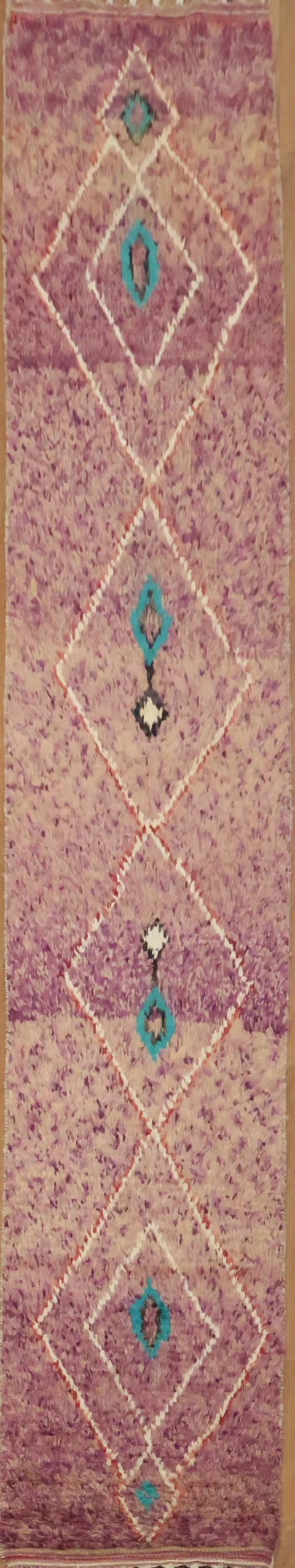 Geometric Moroccan Wool Runner Rug 2x11