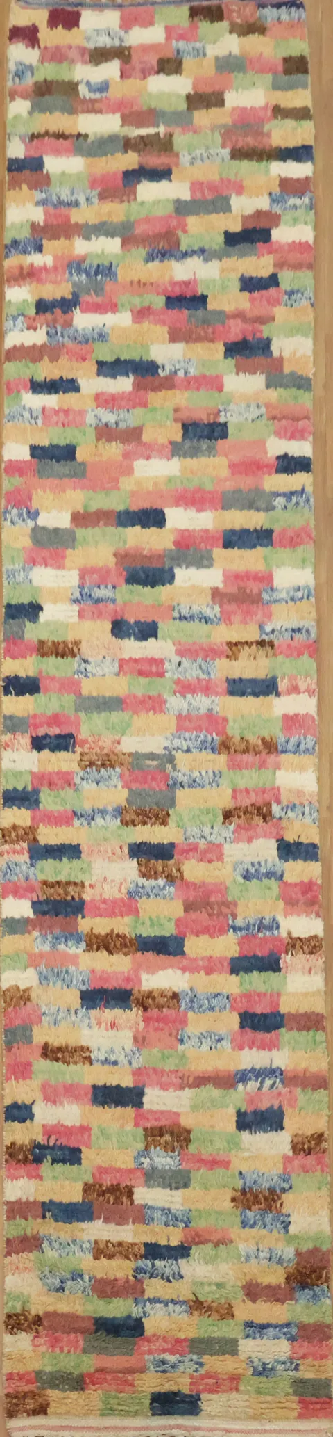 Handmade Moroccan Wool Runner Rug 3x11