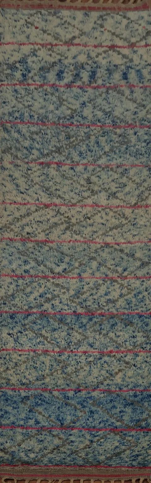 Handmade Moroccan Wool Runner Rug 2x11