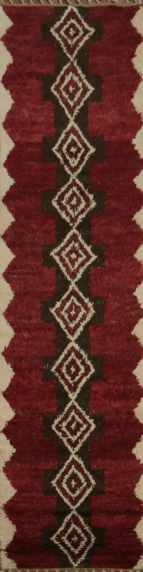 Handmade Moroccan Wool Runner Rug 3x12