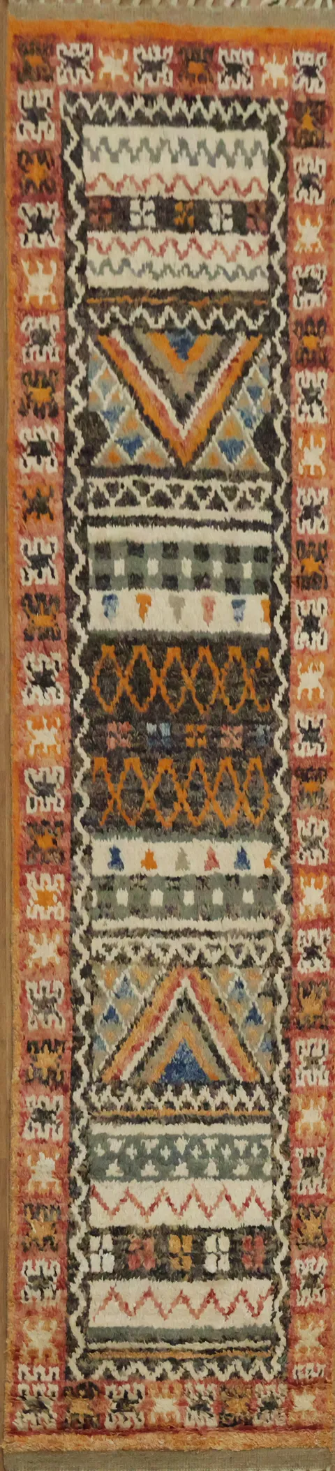 Tribal Moroccan Oriental Runner Rug 3x13