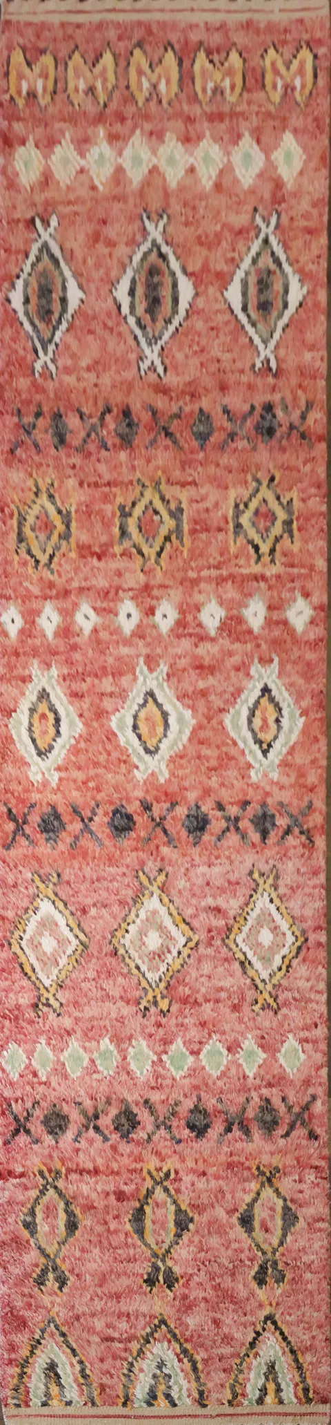 Tribal Moroccan Berber Style Wool Runner Rug 3x13 ft