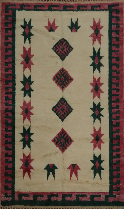 Handcrafted Moroccan Wool Area Rug 6x9 Geometric Design