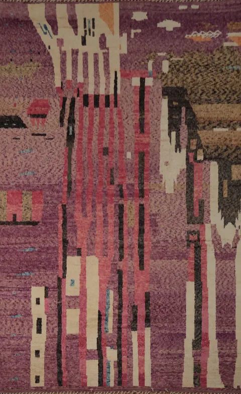 Bringing Urban Elegance Abstract Moroccan Large Wool Rug 12x18