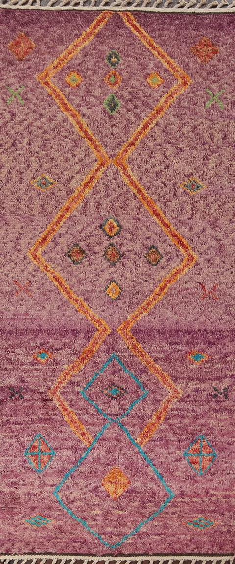 Tribal Moroccan Wool Runner Rug 4x11