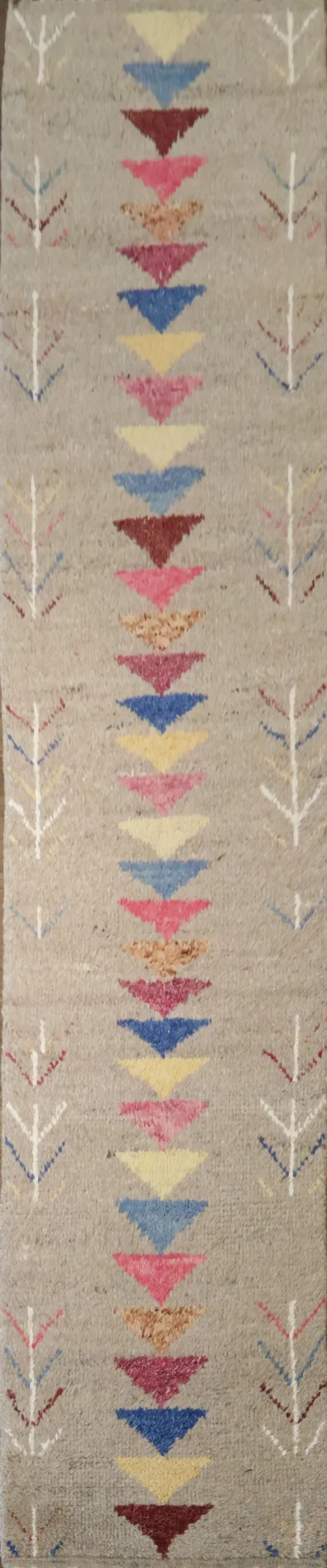 Moroccan Chevron-patterned southwestern-style Runner Rug 2x13 ft