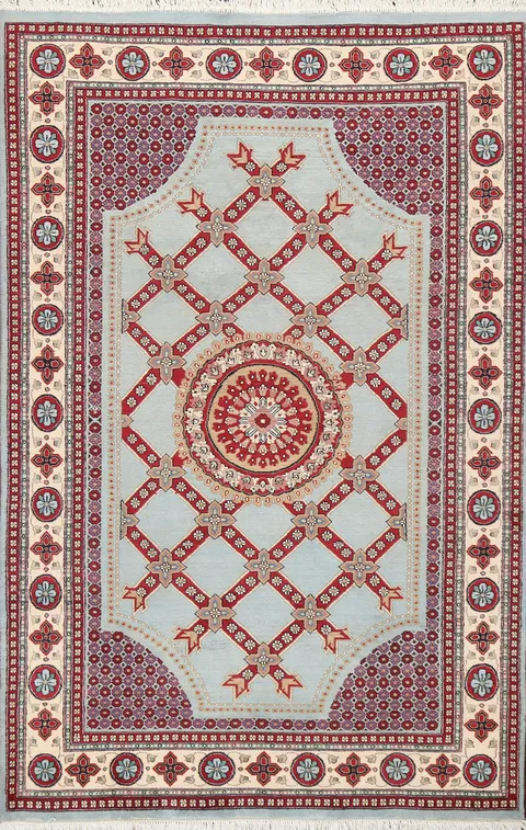 Vegetable Dye Aubusson Wool Area Rug 5x7