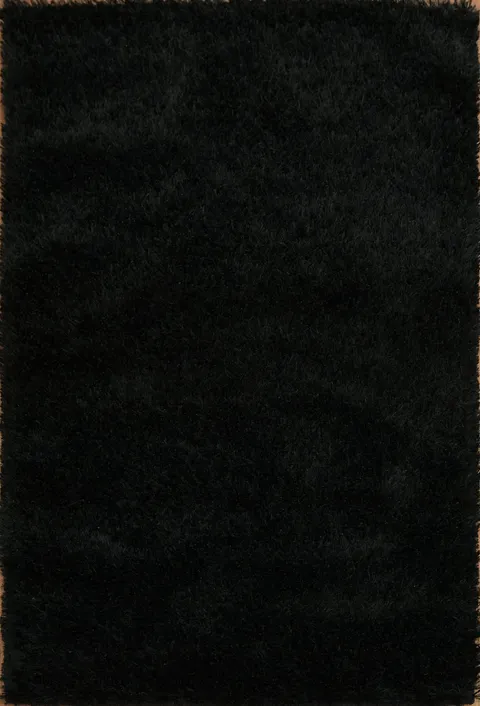 Black Plush Shaggy Shag Modern Rug 4x6