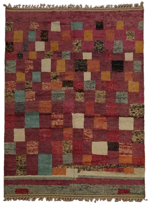 Colorful Mosaic Style Moroccan Area Rug 8x11 with Geometric Accents