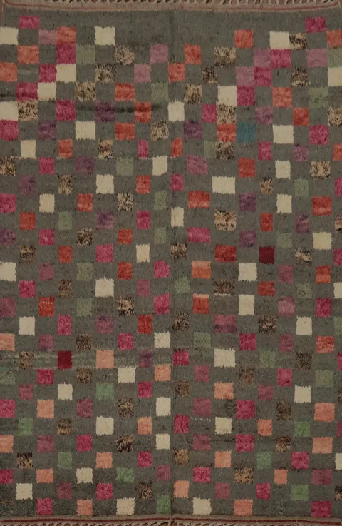 Checkered Moroccan Wool Area Rug 8x11 Enhancing Modern Home Style