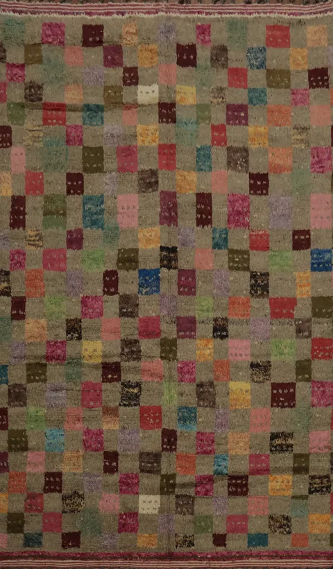 Checkered Moroccan Wool Area Rug 8x11