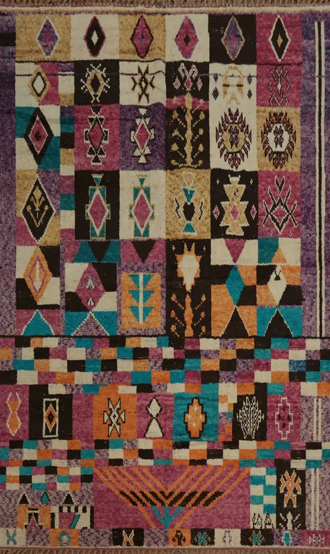 Brightly Colored Moroccan Large Rug 10x14 with Geometric Patterns
