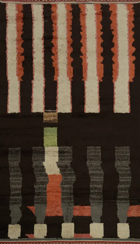 Artistic Moroccan Large Rug 10x15 in Earthy Tones and Modern Stripes
