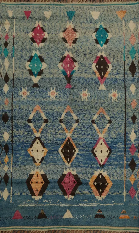 Blue Diamond Moroccan Area Rug 8x11 for Vibrant Home Decor