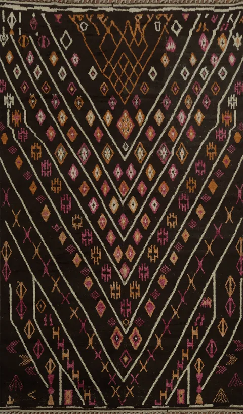Bohemian Moroccan Large Rug 10x15 with Chevron Patterns