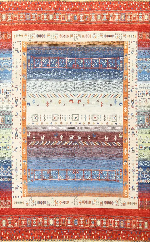Vegetable Dye Gabbeh Kashkoli Wool Area Rug 7x10