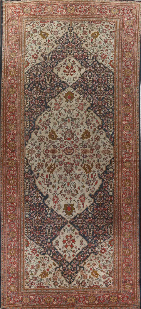Pre-1900 Antique Vegetable Dye Sarouk Farahan Persian Area Rug 10x21 ZIEGLER