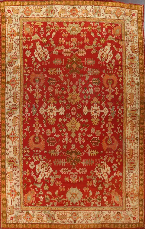 Antique Vegetable Dye Oushak Oriental Area Rug 10x14