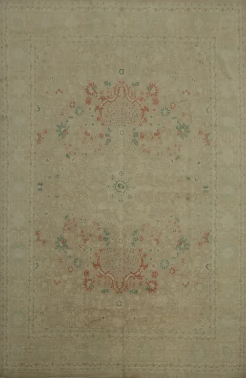 Neutral Tones with Floral Patterns Peshawar Chobi Large Area Rug 9x12