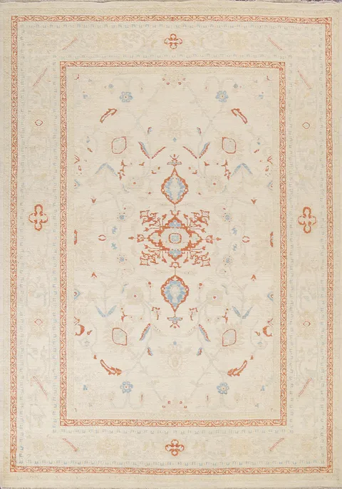 Geometric Oushak Chobi Handmade Wool Rug 8x10